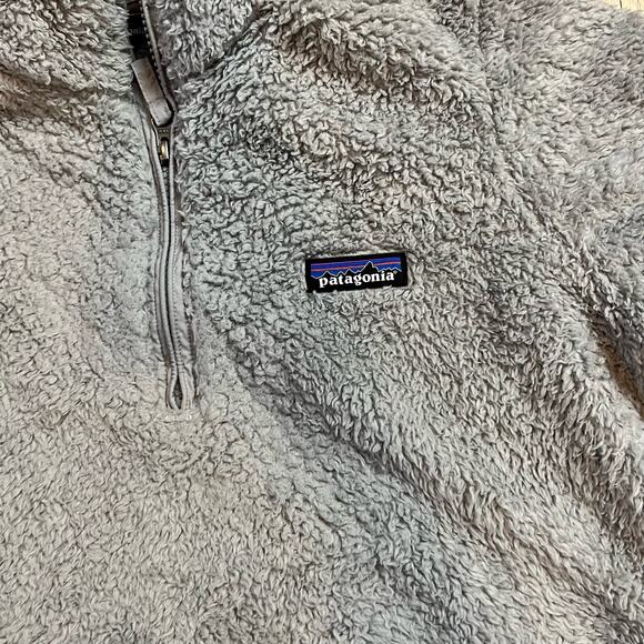 Patagonia Fleece Womens Medium Los Gatos Jacket Grey Fluffy Quarter Zip Coat - Picture 2 of 8